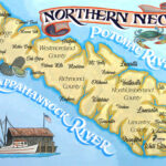 Northern Neck Of Virginia Print | Retro Map Art Print | Beach For Map Of Virginia Northern Neck