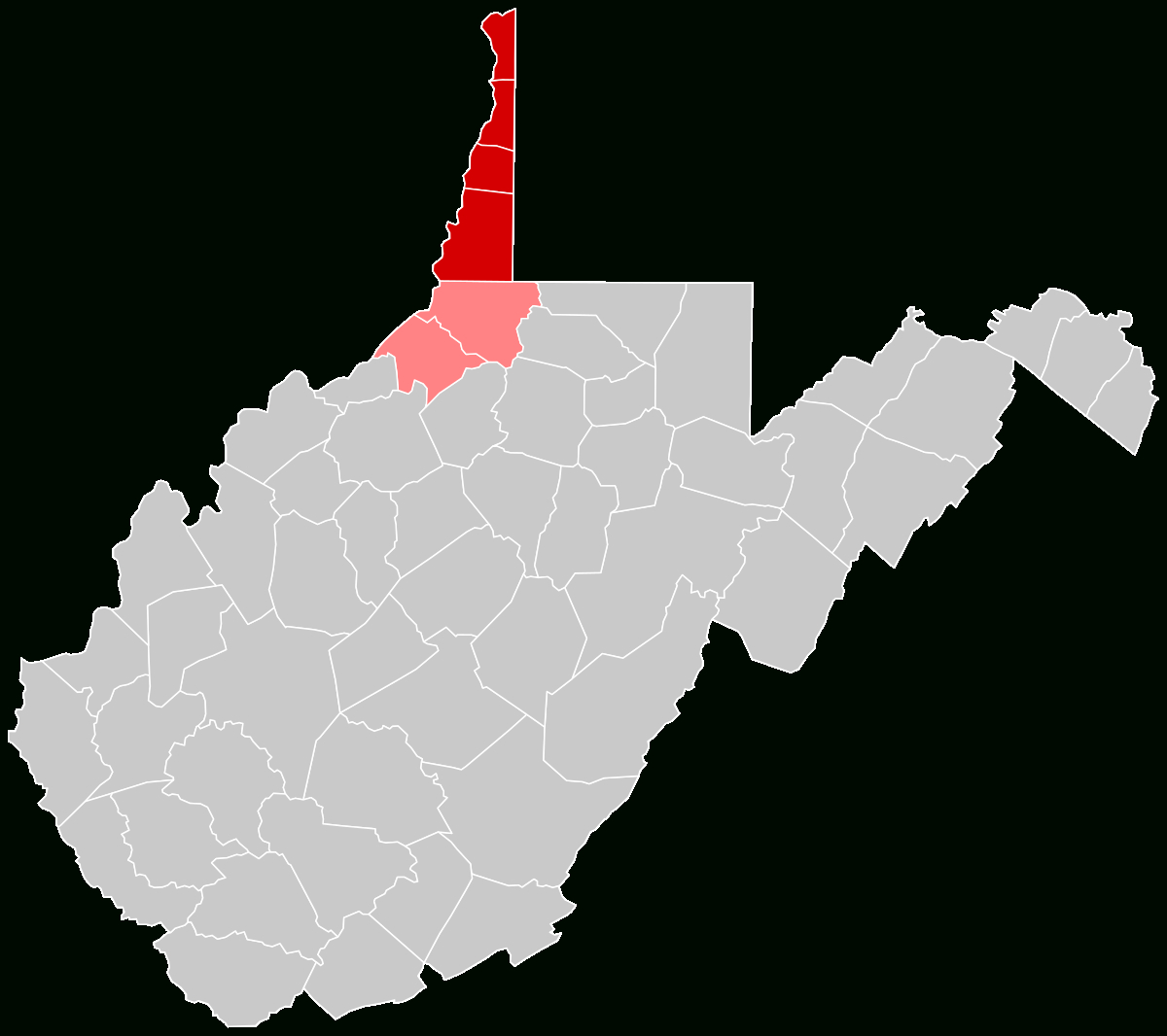 Northern Panhandle Of West Virginia - Wikipedia inside Map Of West Virginia Panhandle