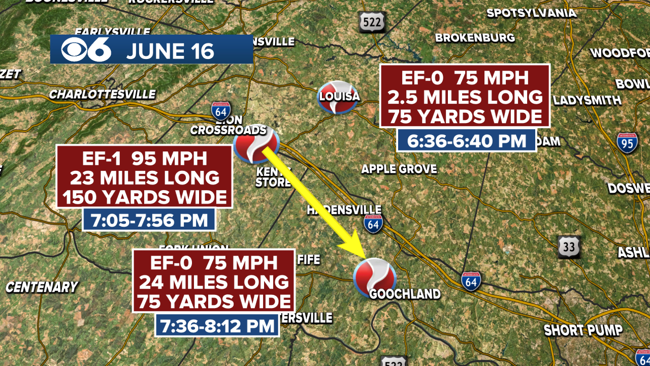 Nws Confirms 3 Tornadoes In Central Virginia throughout Storm Damage in Virginia Yesterday Map