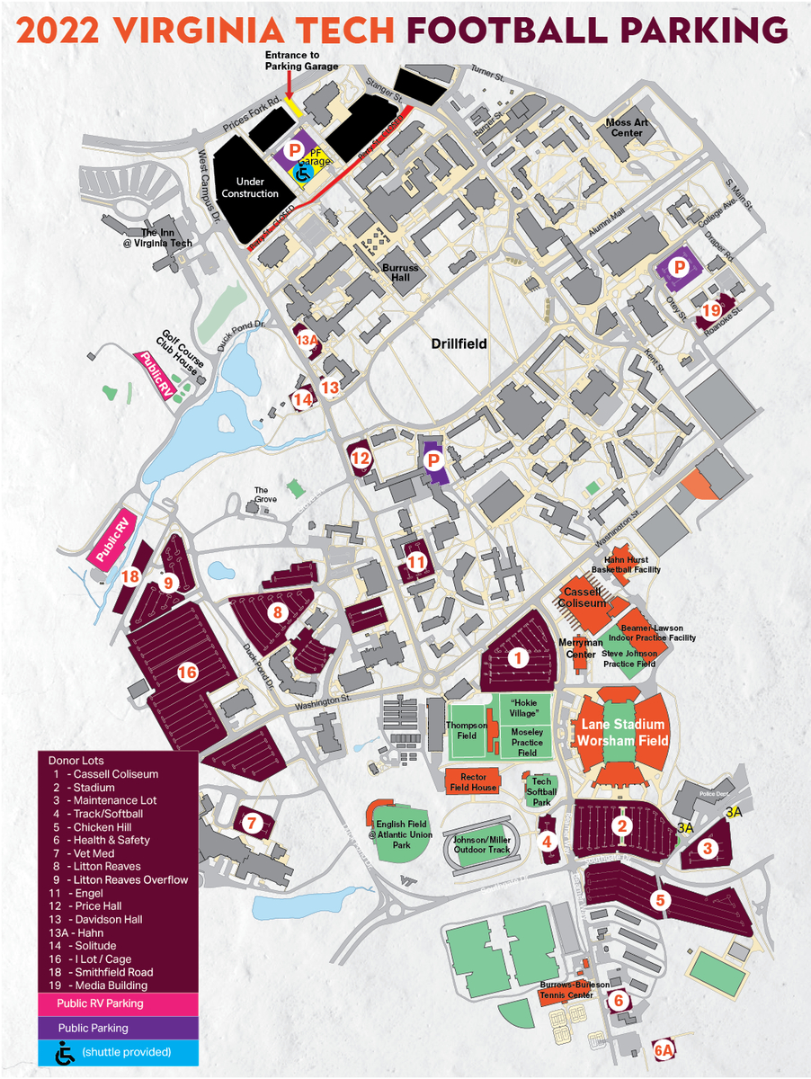 Odu @ Virginia Tech Hokies Football Lot 8 Parking Pass intended for Virginia Tech Parking Lot Map