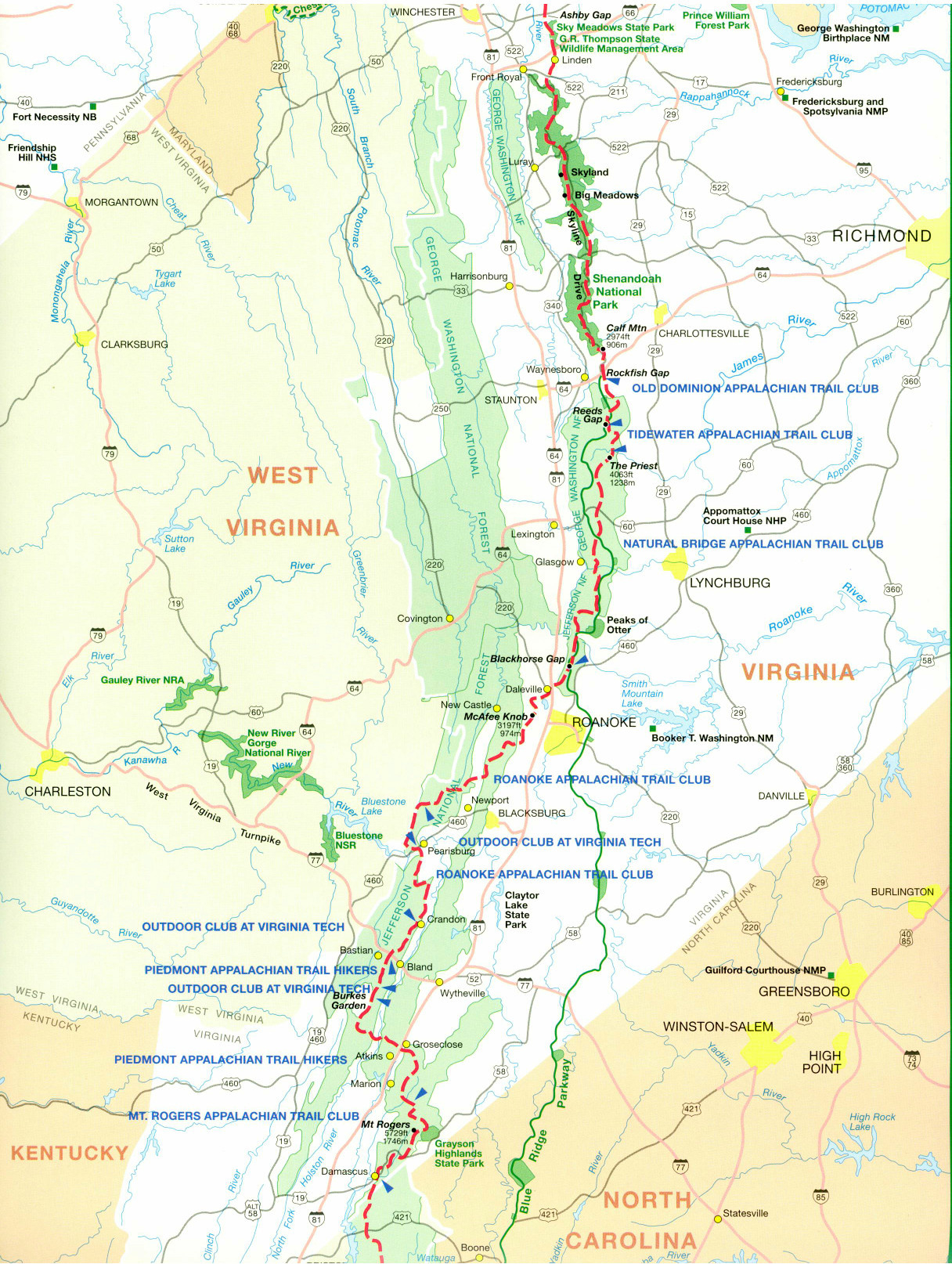 Official Appalachian Trail Maps throughout Map Of Appalachian Trail In West Virginia
