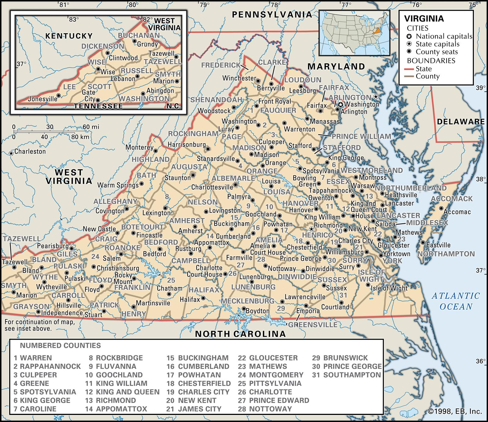 Old Historical City, County And State Maps Of Virginia inside Virginia Cities and Towns Map
