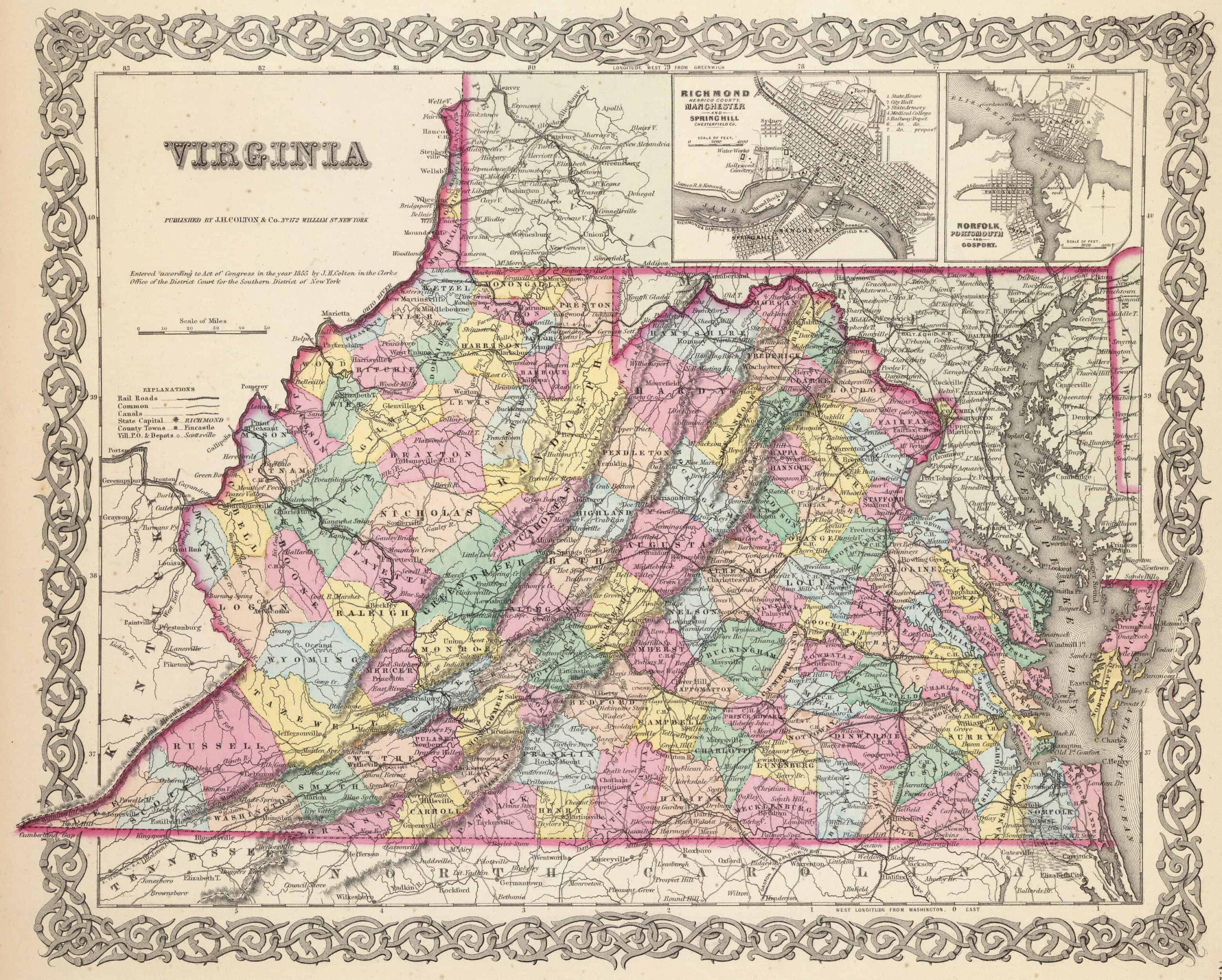 Old Historical City, County And State Maps Of Virginia with regard to Map Of Virginia In 1800