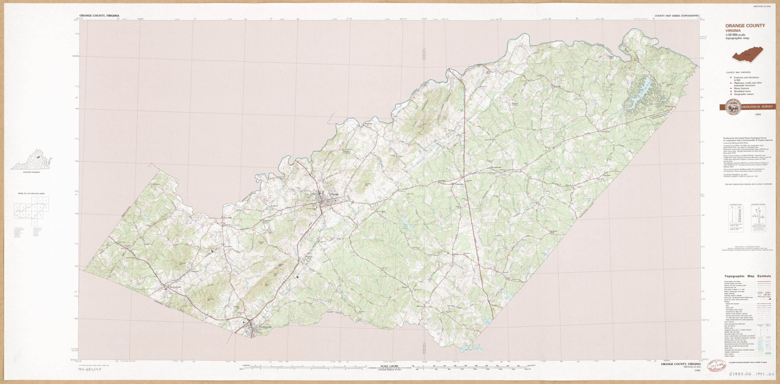 Orange County, Virginia : 1:50 000-Scale Topographic Map | Library with regard to Map Of Orange County Virginia
