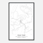 Paw Paw West Virginia Map Poster, Modern Home Decor Wall Art Print With Regard To Paw Paw West Virginia Map