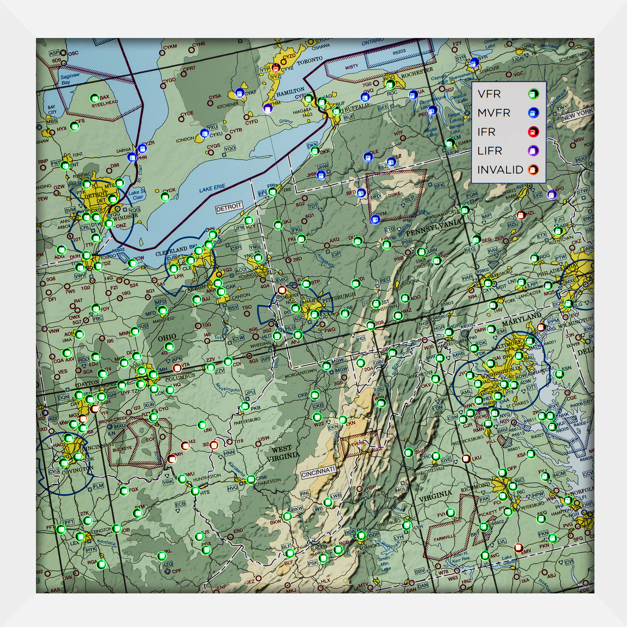 Pennsylvania, Ohio &amp;amp; West Virginia Map With 183 Leds with Ohio Pennsylvania West Virginia Map