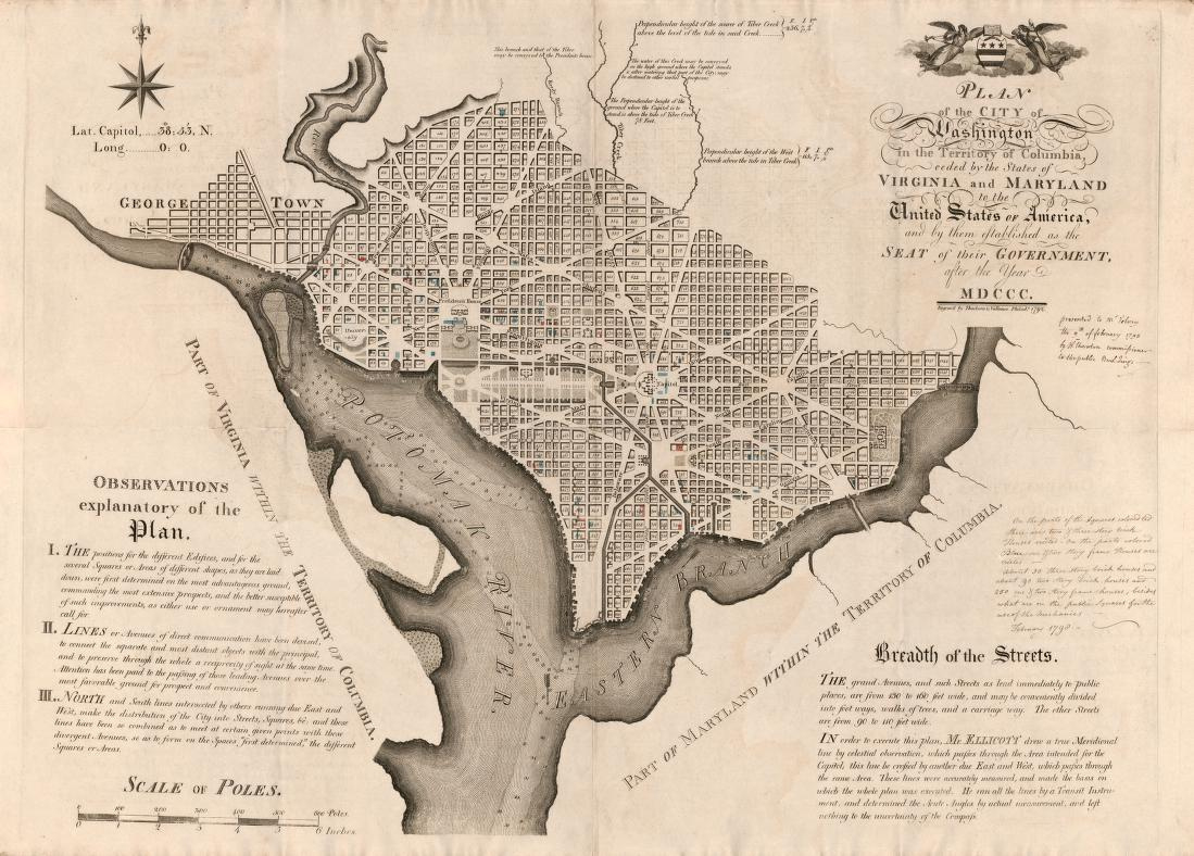 Plan Of The City Of Washington In The Territory Of Columbia throughout Map Of Washington Dc Virginia Area