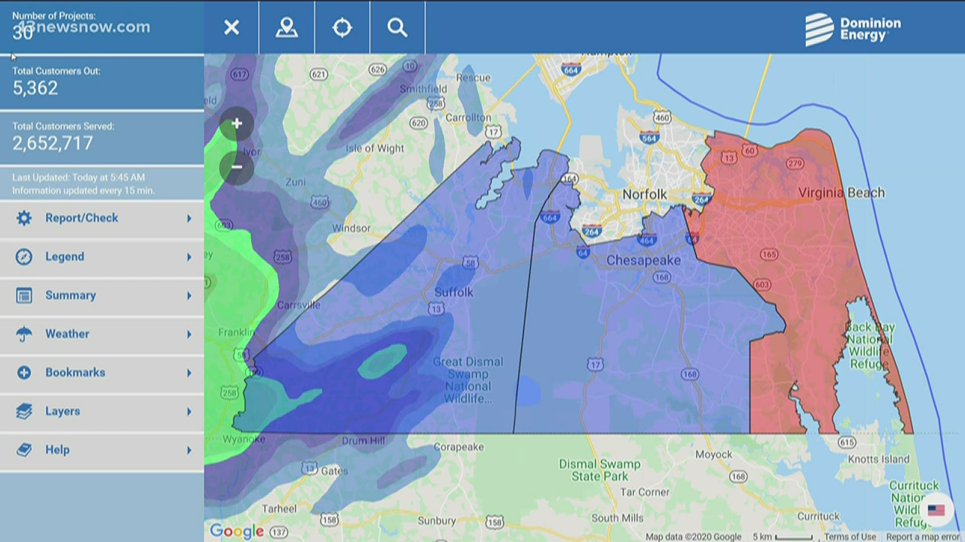 Power Outages In Virginia Beach; More Than 3,500 Houses Without Power throughout Virginia Beach Power Outage Map