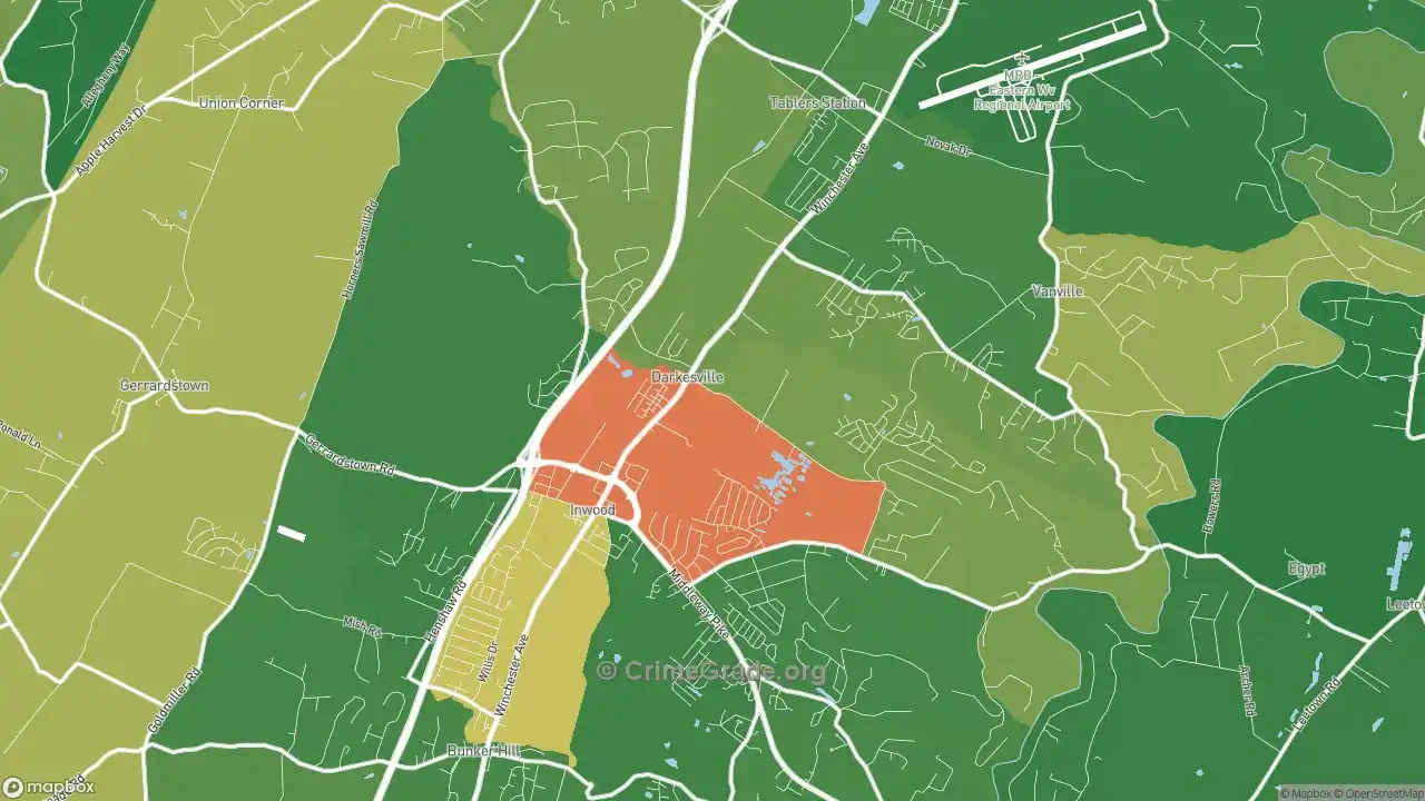 Property Crime Rates And Non-Violent Crime Maps | Crimegrade within Map of Inwood West Virginia