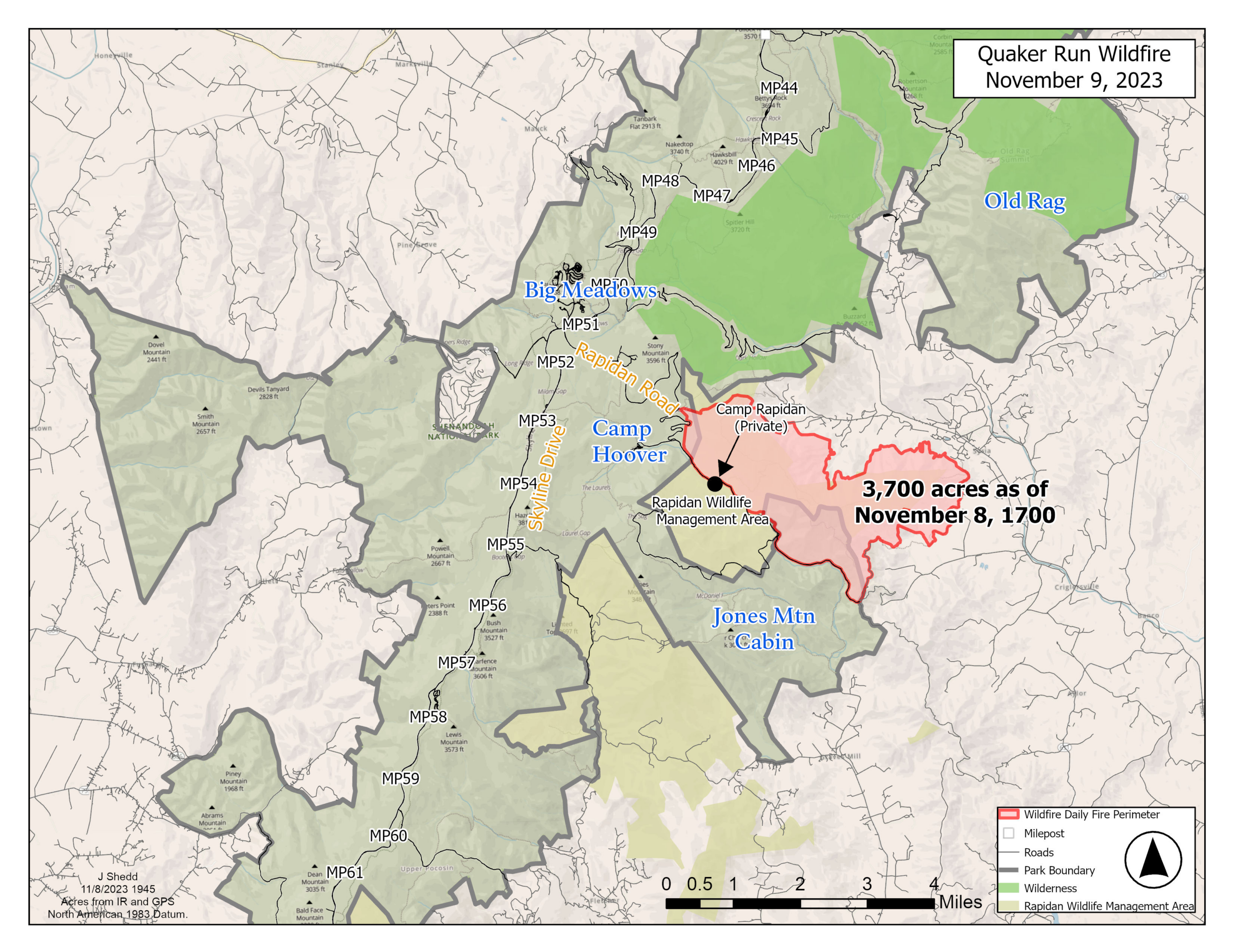 Quaker Run Fire Information - Shenandoah National Park (U.s. intended for Fires In Virginia Map