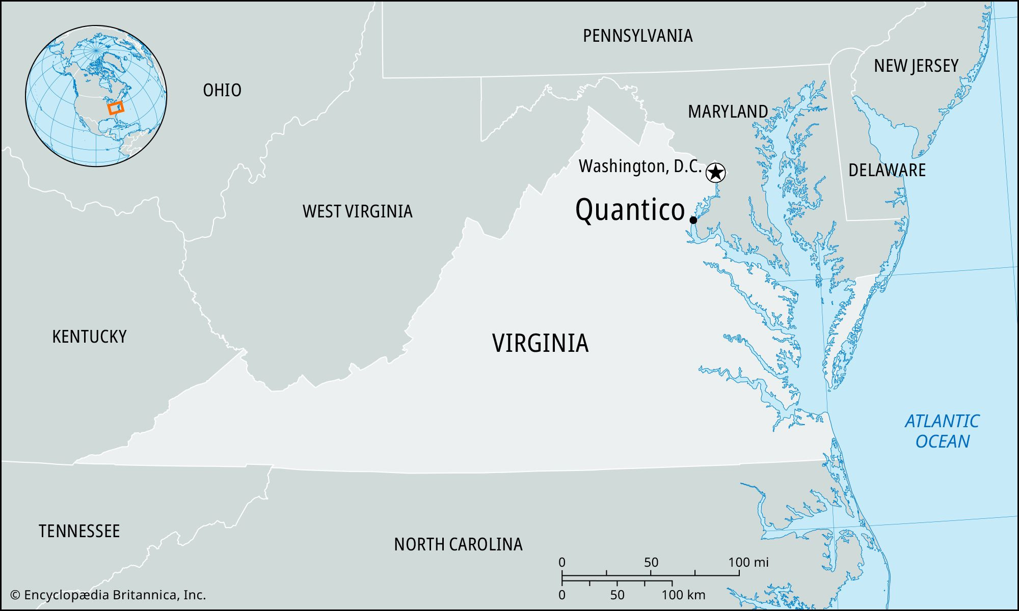 Quantico | Virginia, Map, Fbi, &amp;amp; Facts | Britannica within Quantico Virginia on a Map