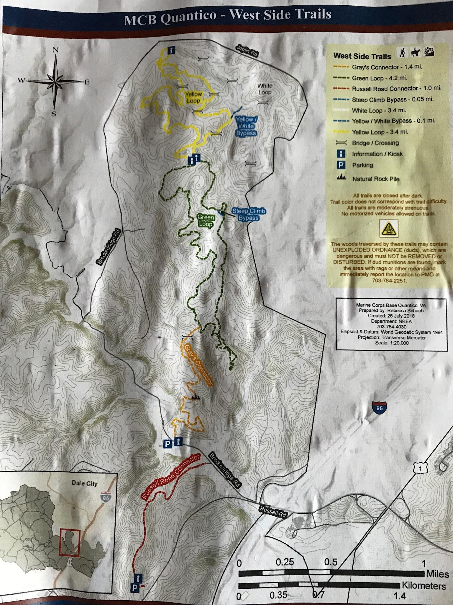 Quantico West Mountain Bike Trail In Quantico, Virginia in West Virginia Bike Trails Map