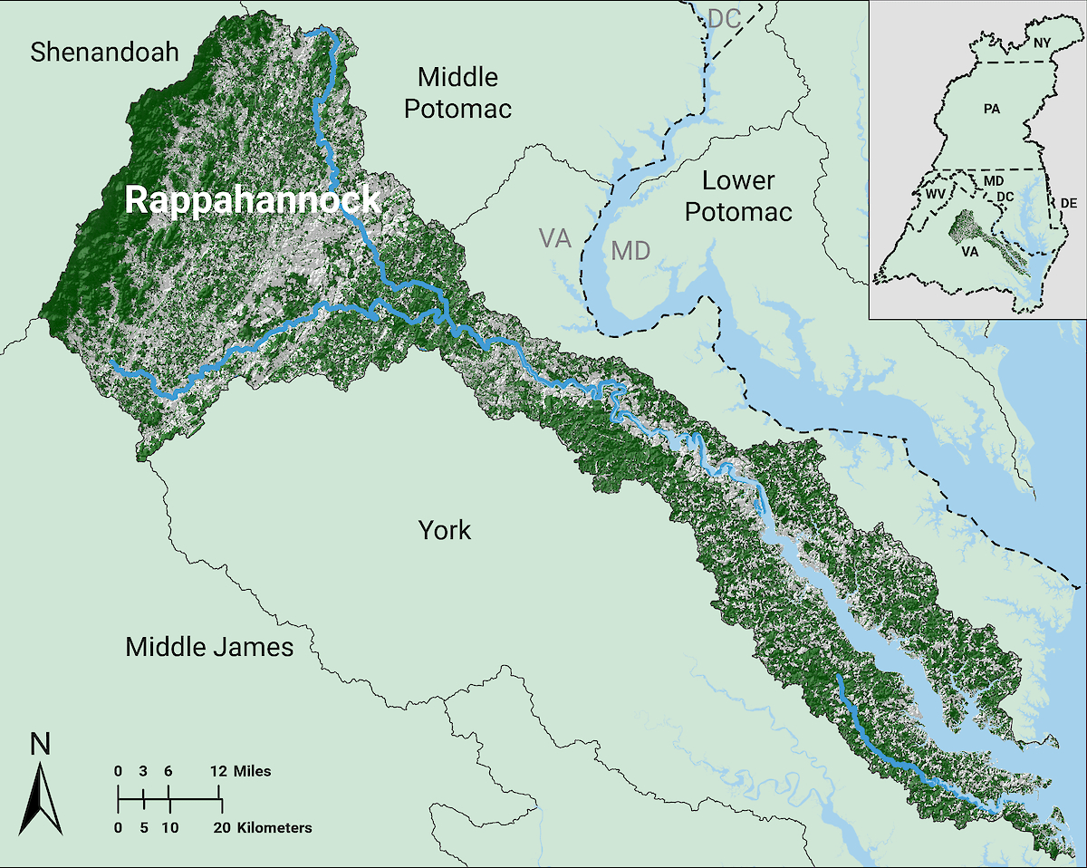 Rappahannock • Ecohealth Report Cards within Map of Rappahannock River in Virginia