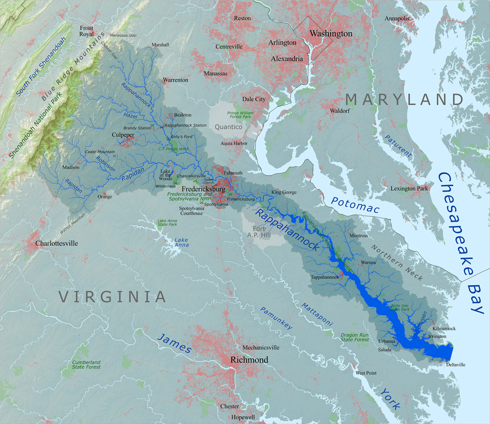 Rappahannock River Drainage Basin - Wikidata with regard to Map Of Rappahannock River In Virginia