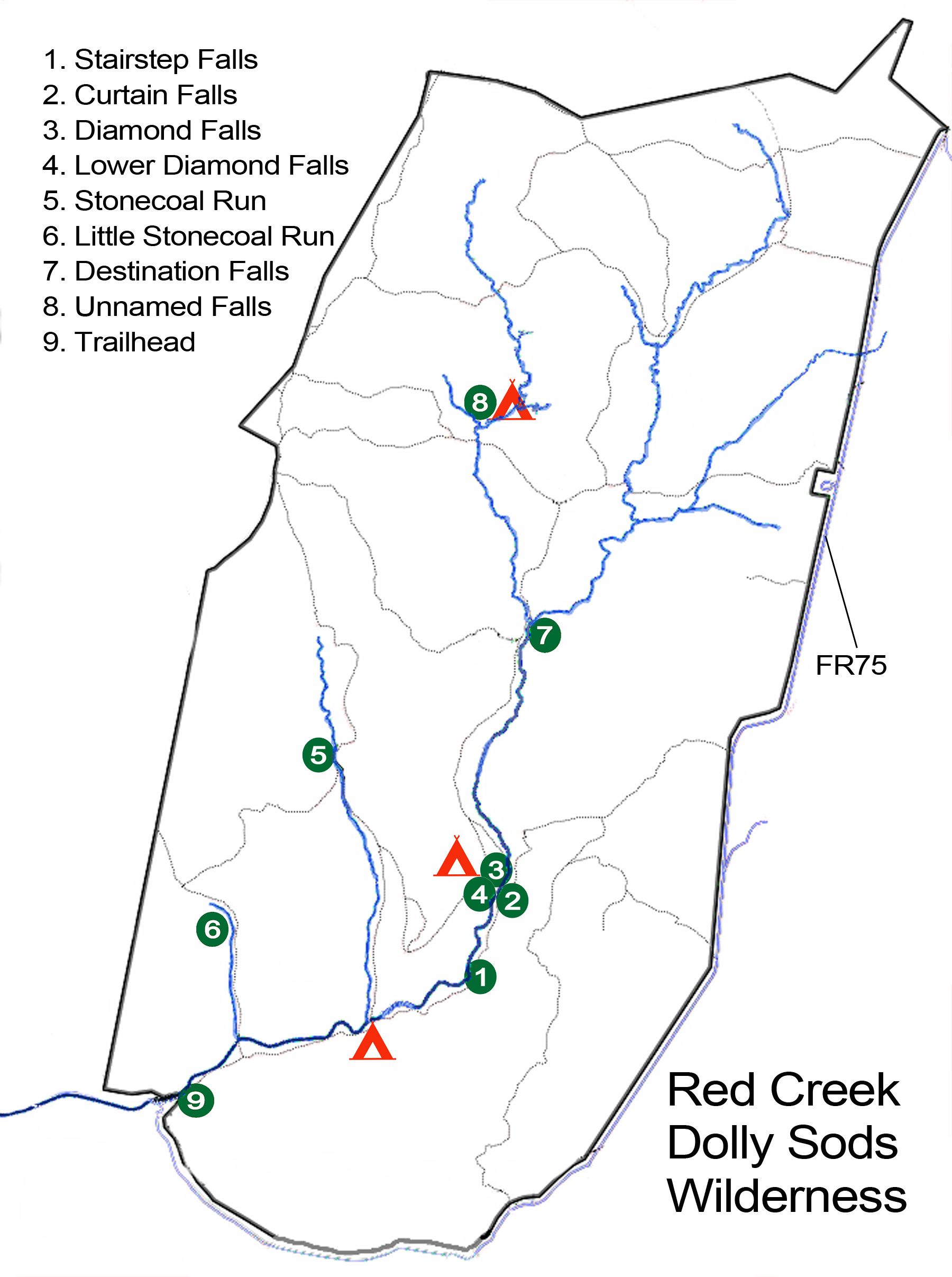 Red Creek - West Virginia Waterfalls with regard to West Virginia Waterfall Trail Map