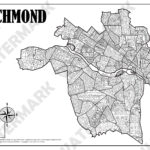 Richmond, Virginia Neighborhoods Map   Etsy.de For Map Of Richmond Virginia Usa