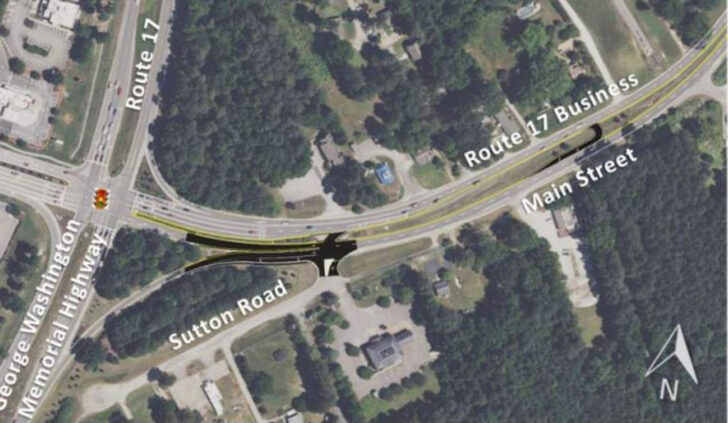 Map of Route 17 in Virginia