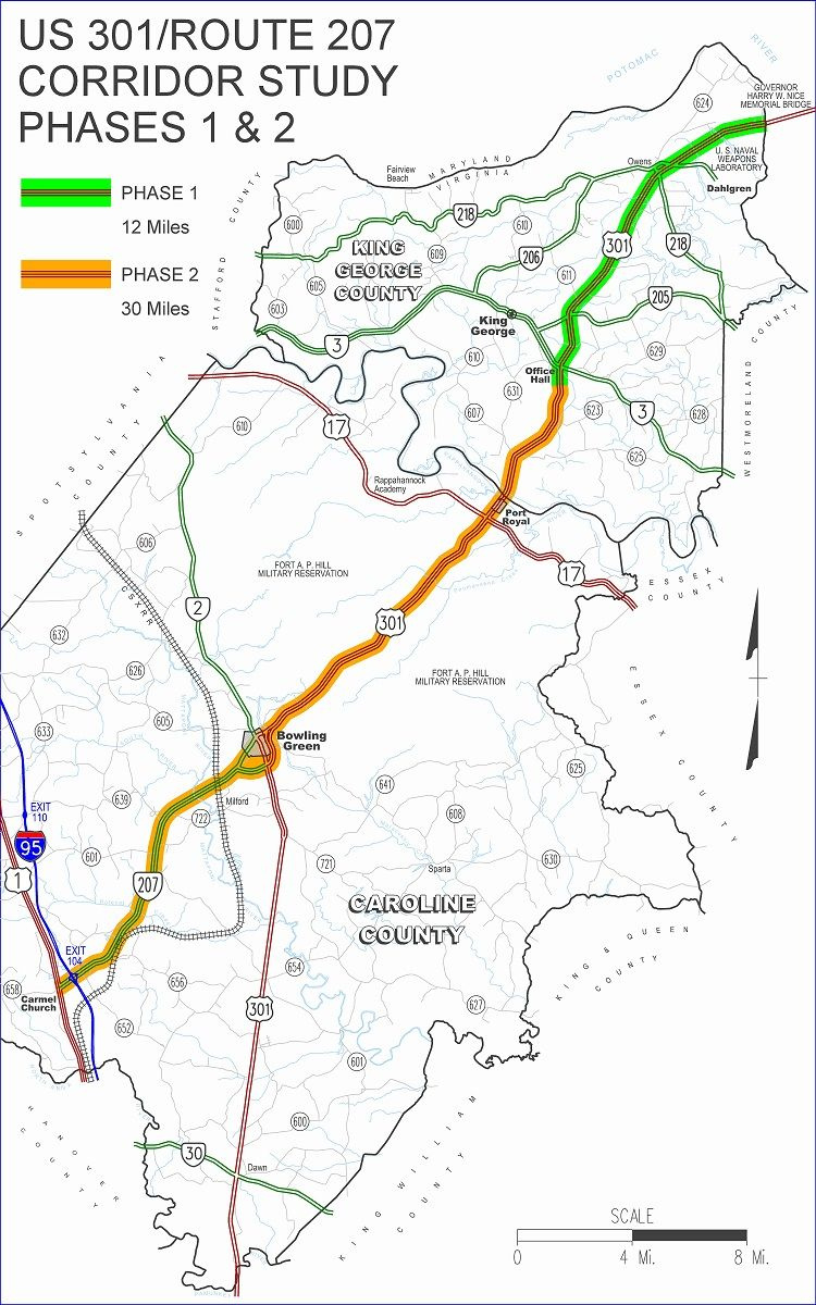 Route 301 And Route 207 Arterial Preservation Plan | Virginia throughout Map of Route 301 in Virginia