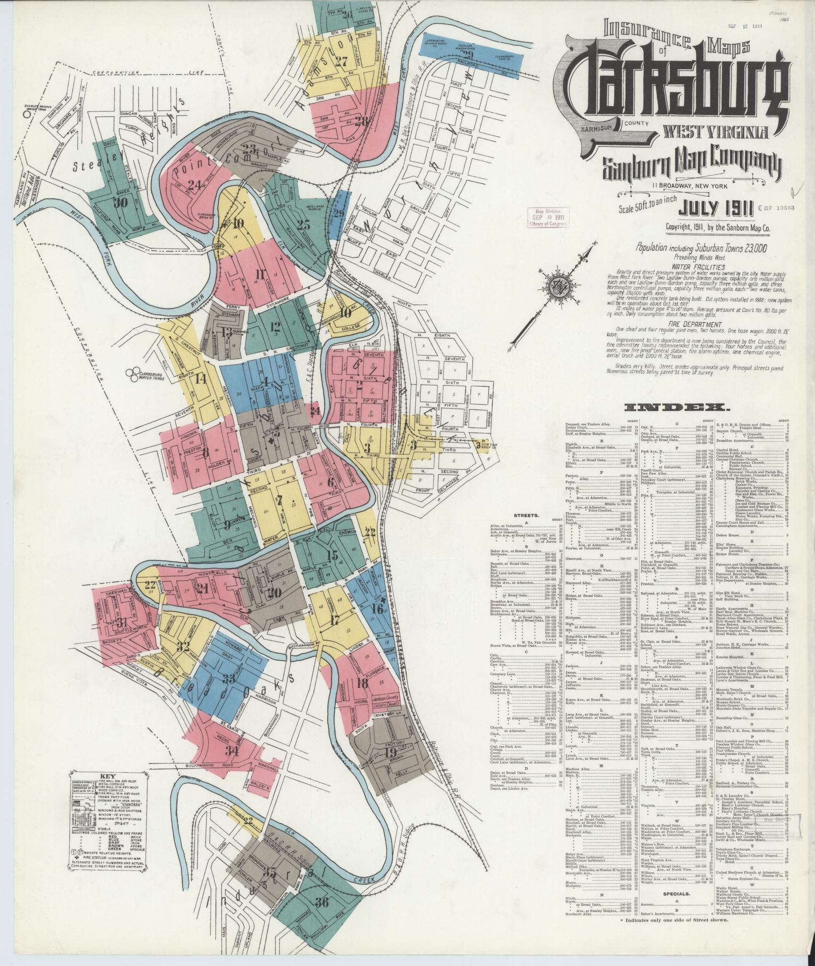 Sanborn Fire Insurance Map From Clarksburg, Harrison County, West intended for Map Of Clarksburg West Virginia
