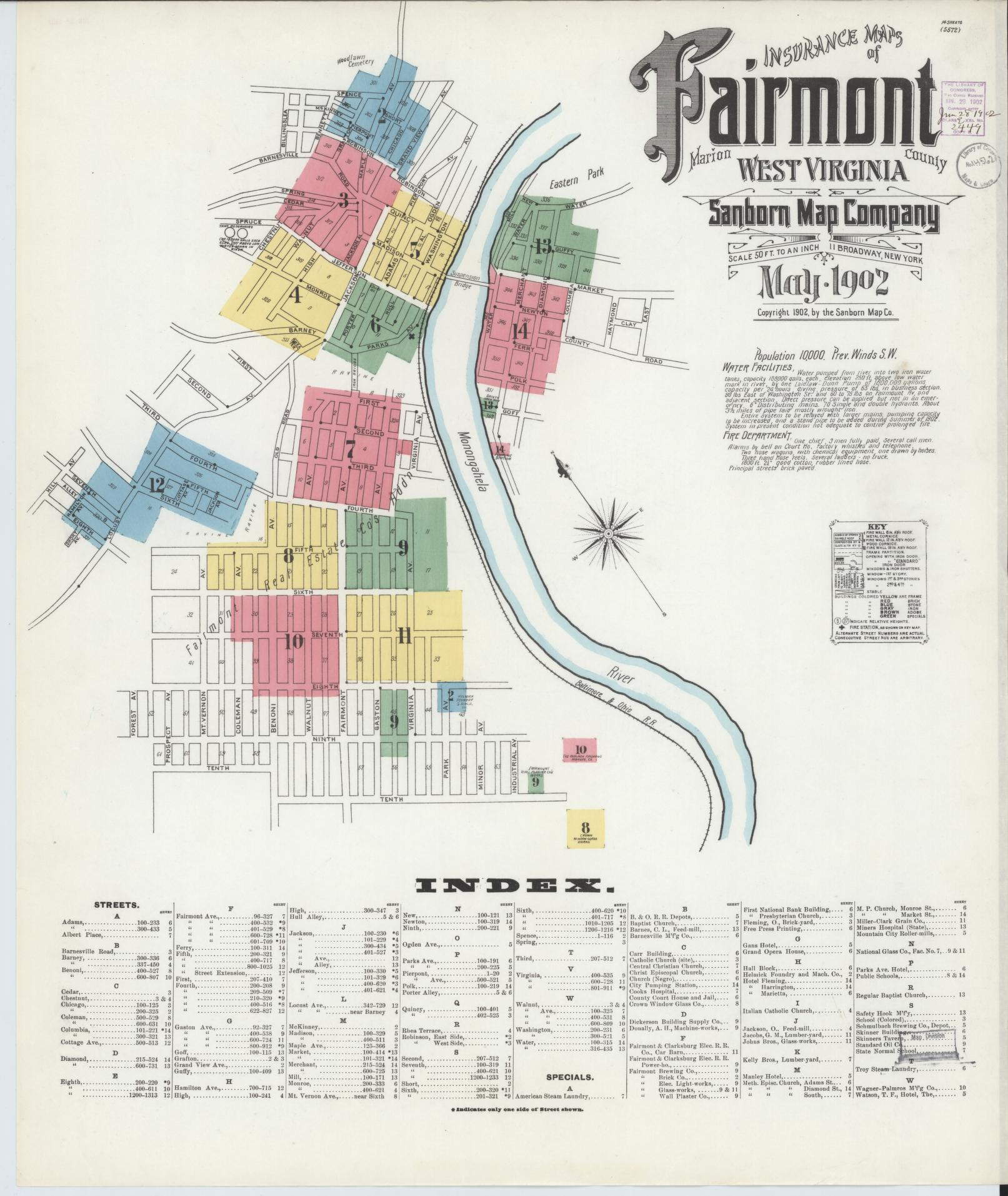 Sanborn Fire Insurance Map From Fairmont, Marion County, West in Map Of Fairmont West Virginia