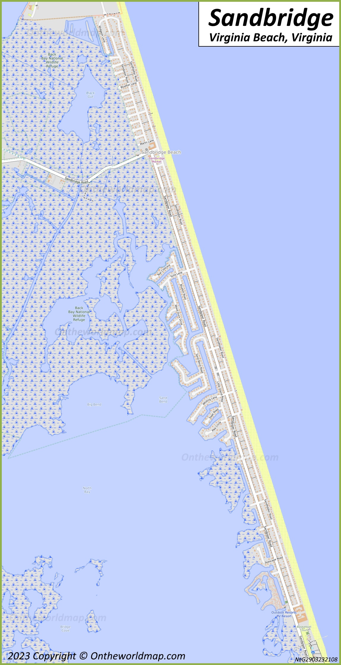 Sandbridge Map | Virginia Beach - Ontheworldmap within Map Of Sandbridge Beach Virginia