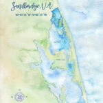 Sandbridge Va Watercolor Map   Etsy Throughout Map Of Sandbridge Beach Virginia