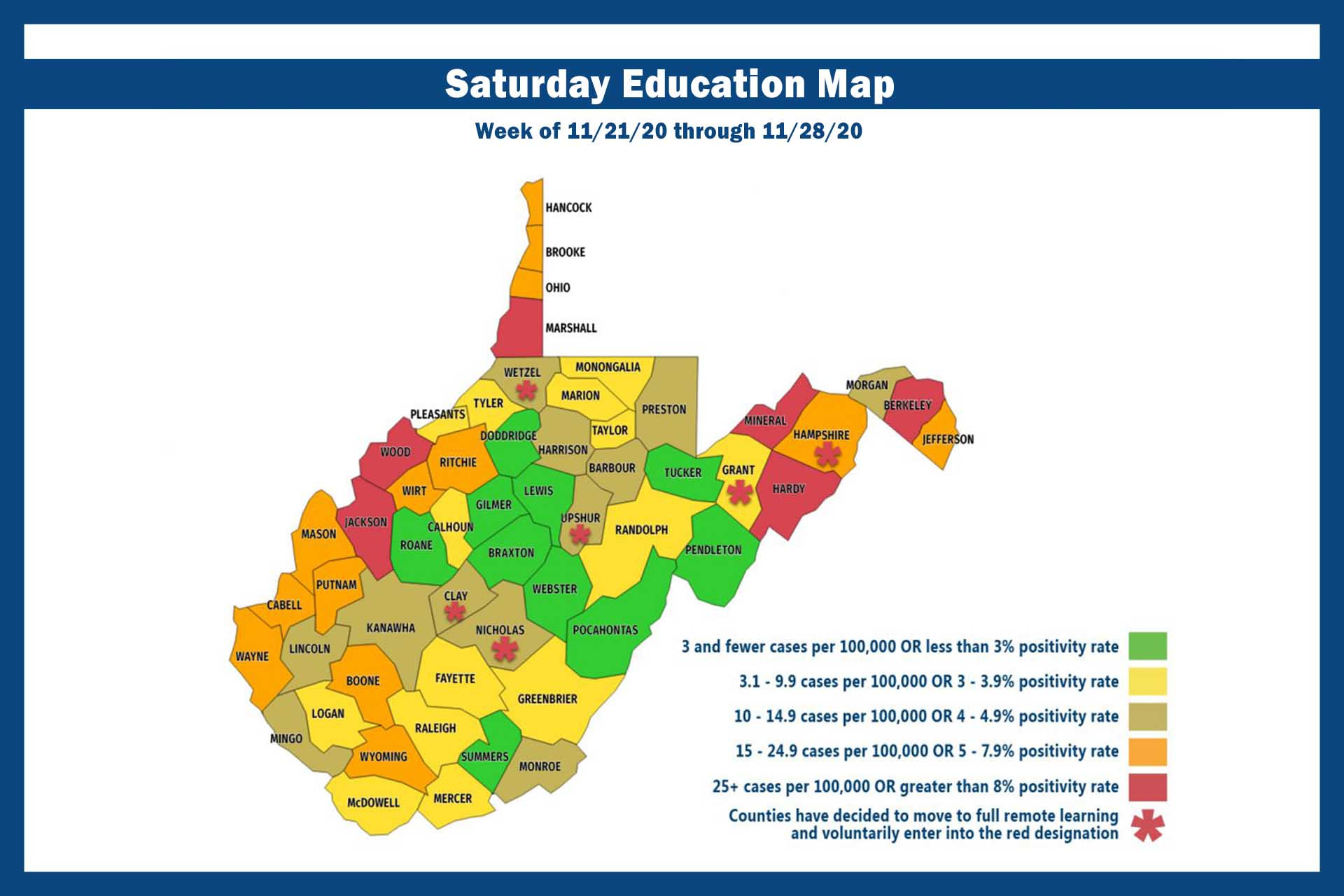 Schools In Nearly Half Of West Virginia Closed As Covid-19 Cases in West Virginia School Closing Map