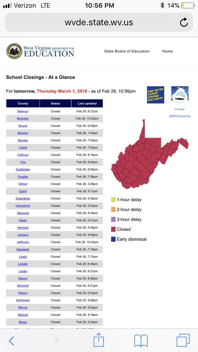 Scott Heins On X: &amp;quot;Update: All 55 Counties Have Closed Schools In intended for West Virginia School Closing Map