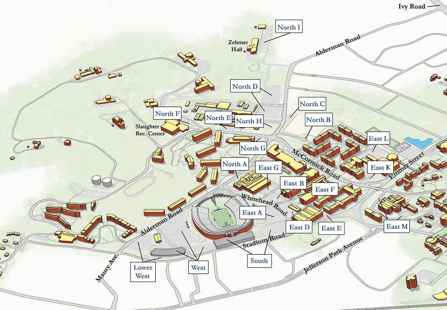 Scott Stadium Parking Lots – Virginia Athletics Foundation throughout University of Virginia Football Parking Map