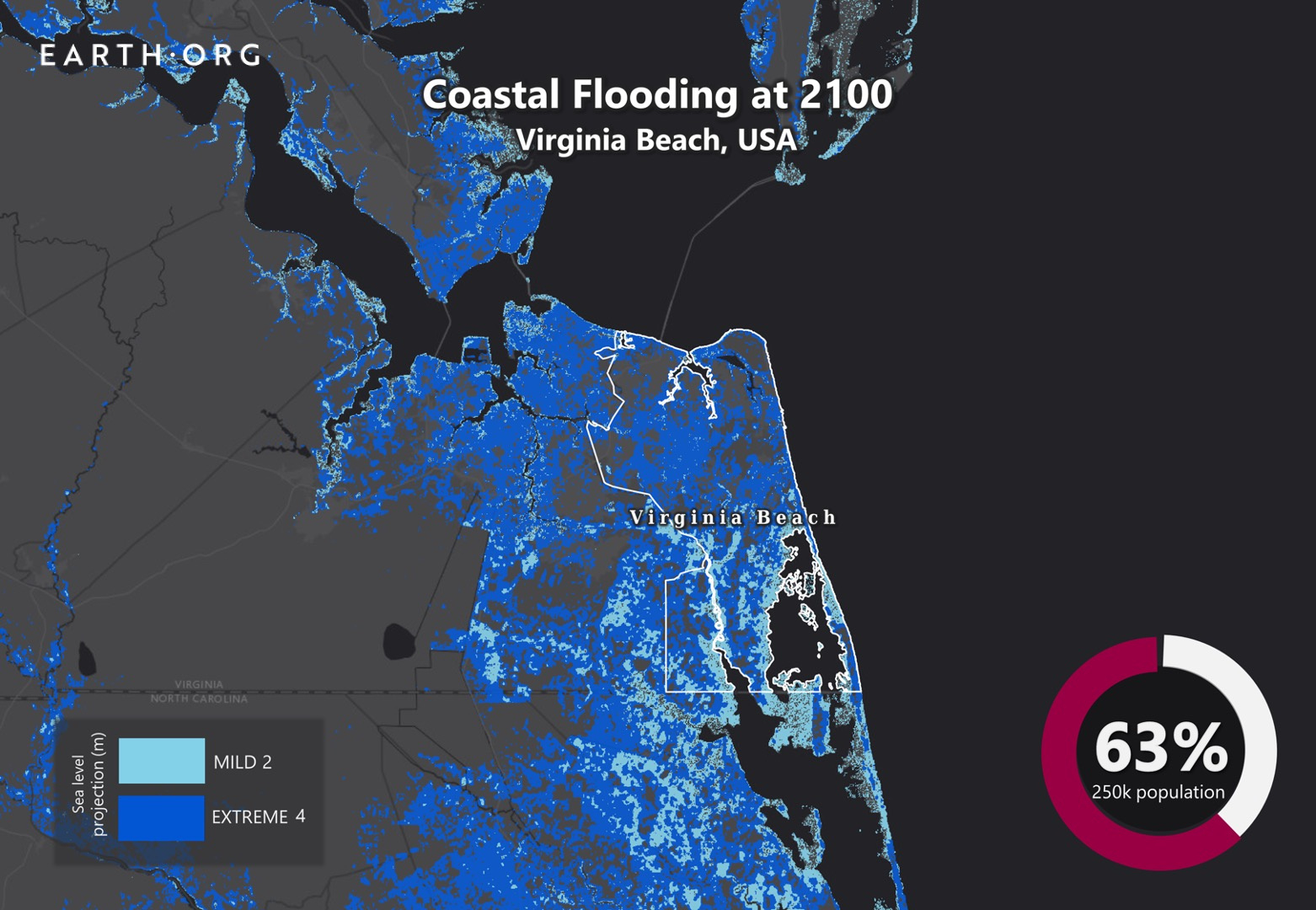 Sea Level Rise Projection Map - Virginia Beach | Earth regarding Flooding In Virginia Map