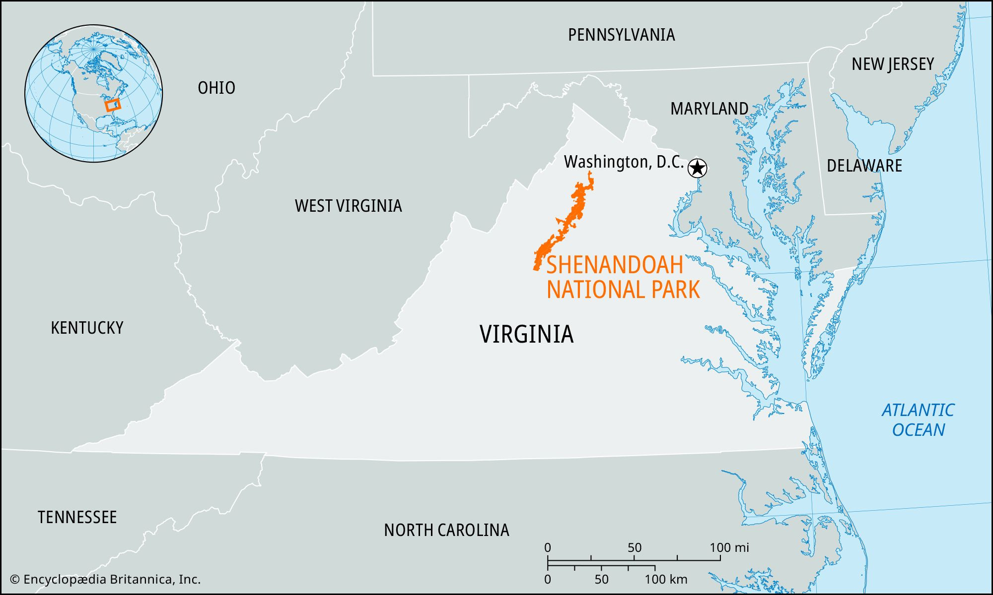 Shenandoah National Park | Virginia, Map, &amp;amp; Facts | Britannica pertaining to Map of Shenandoah Valley Virginia
