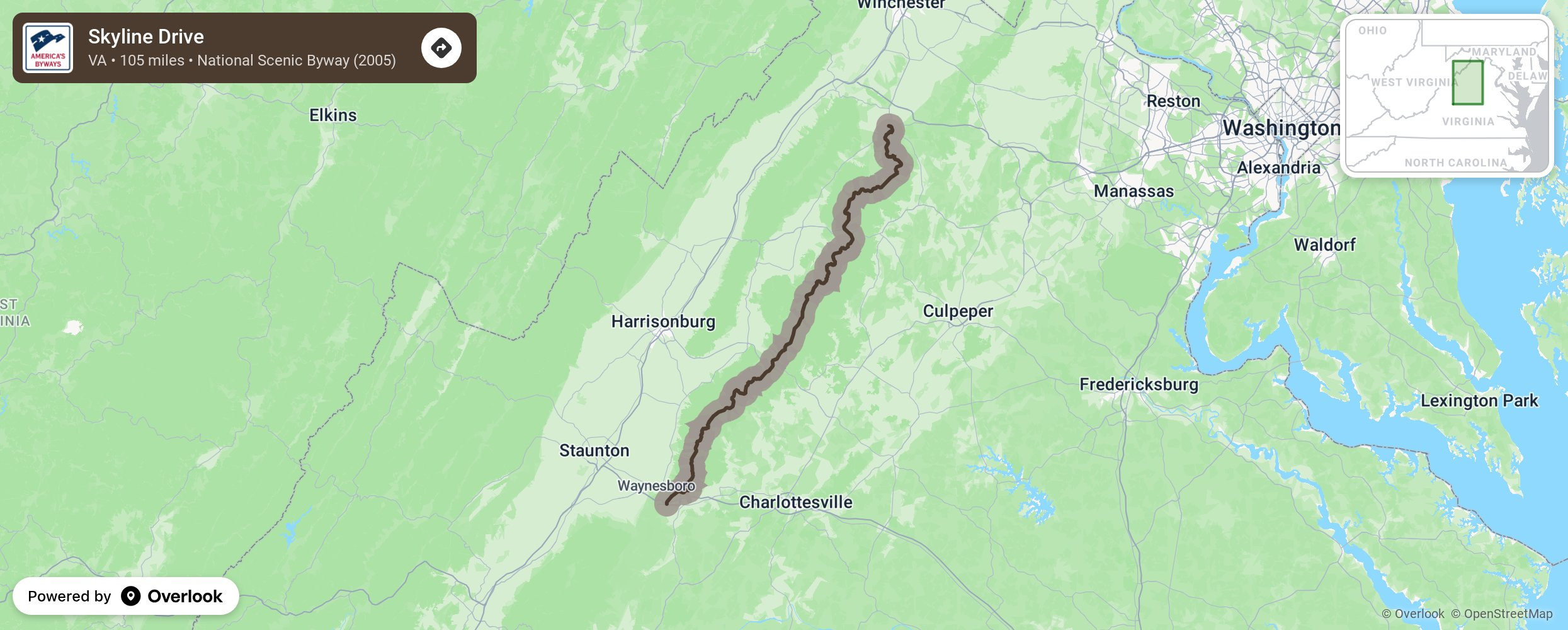 Skyline Drive - National Scenic Byway Foundation throughout Map Of Skyline Drive Virginia