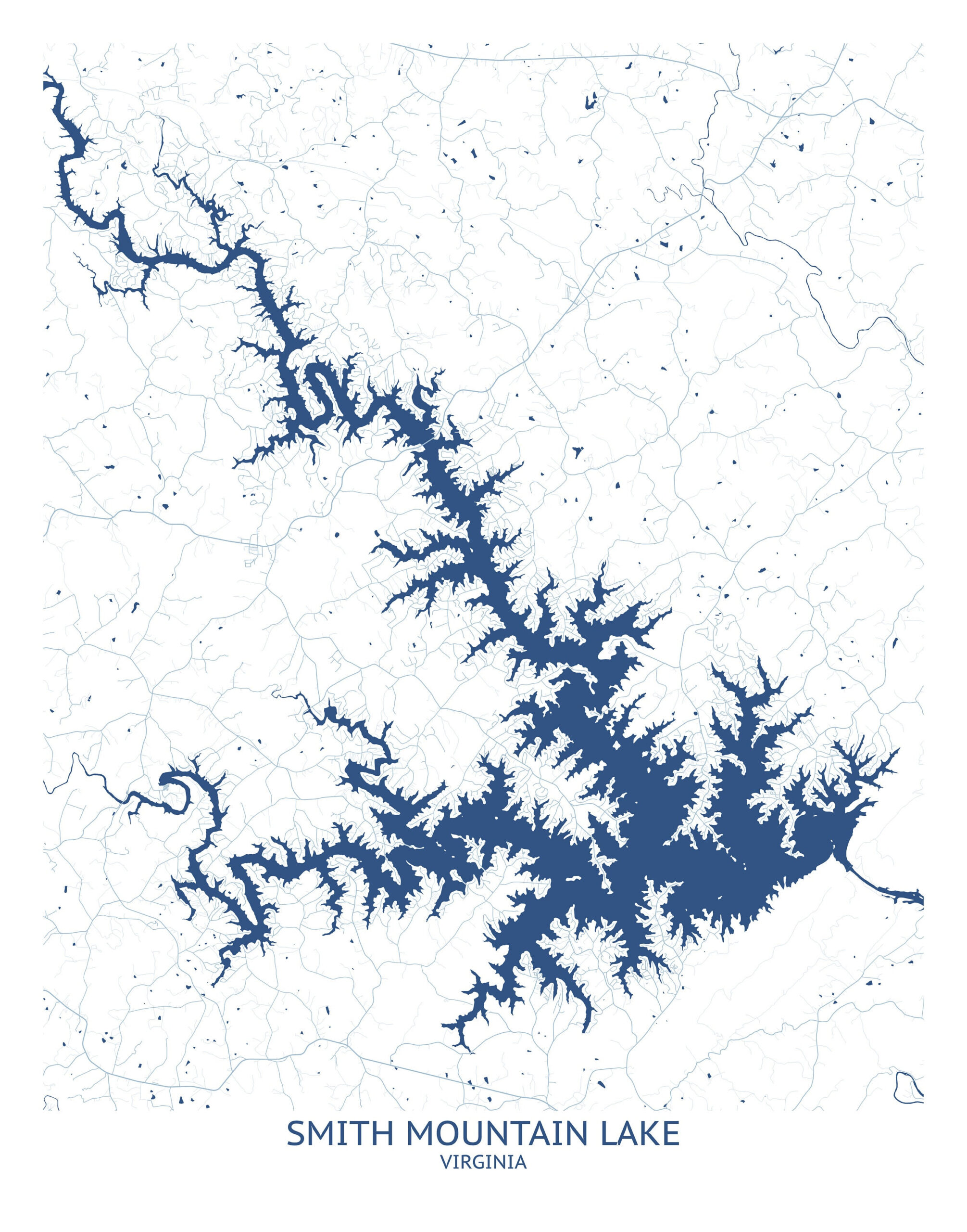 Smith Mountain Lake Virginia Map - Pittsburgh Map Company - Etsy for Map Of Smith Mountain Lake In Virginia