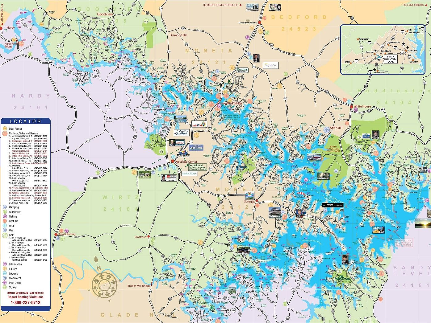 Sml Rental - Area Information pertaining to Map of Smith Mountain Lake in Virginia