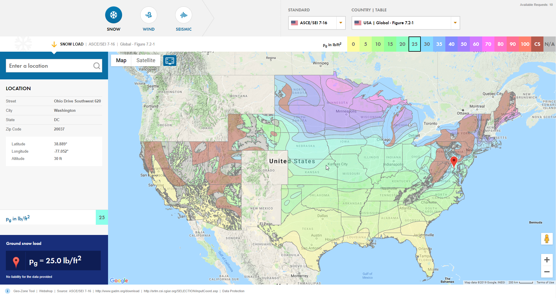 Snow Loads Of The United States According To Asce within West Virginia Snow Load Map