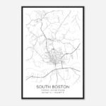 South Boston Virginia Map Poster, Modern Home Decor Wall Art Print   Custom  Maps & Posters In Map Of South Boston Virginia