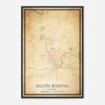 South Boston Virginia Map Poster, Modern Home Decor Wall Art Print Pertaining To Map Of South Boston Virginia