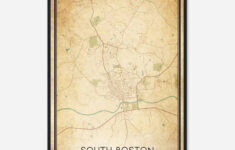 South Boston Virginia Map Poster, Modern Home Decor Wall Art Print pertaining to Map Of South Boston Virginia