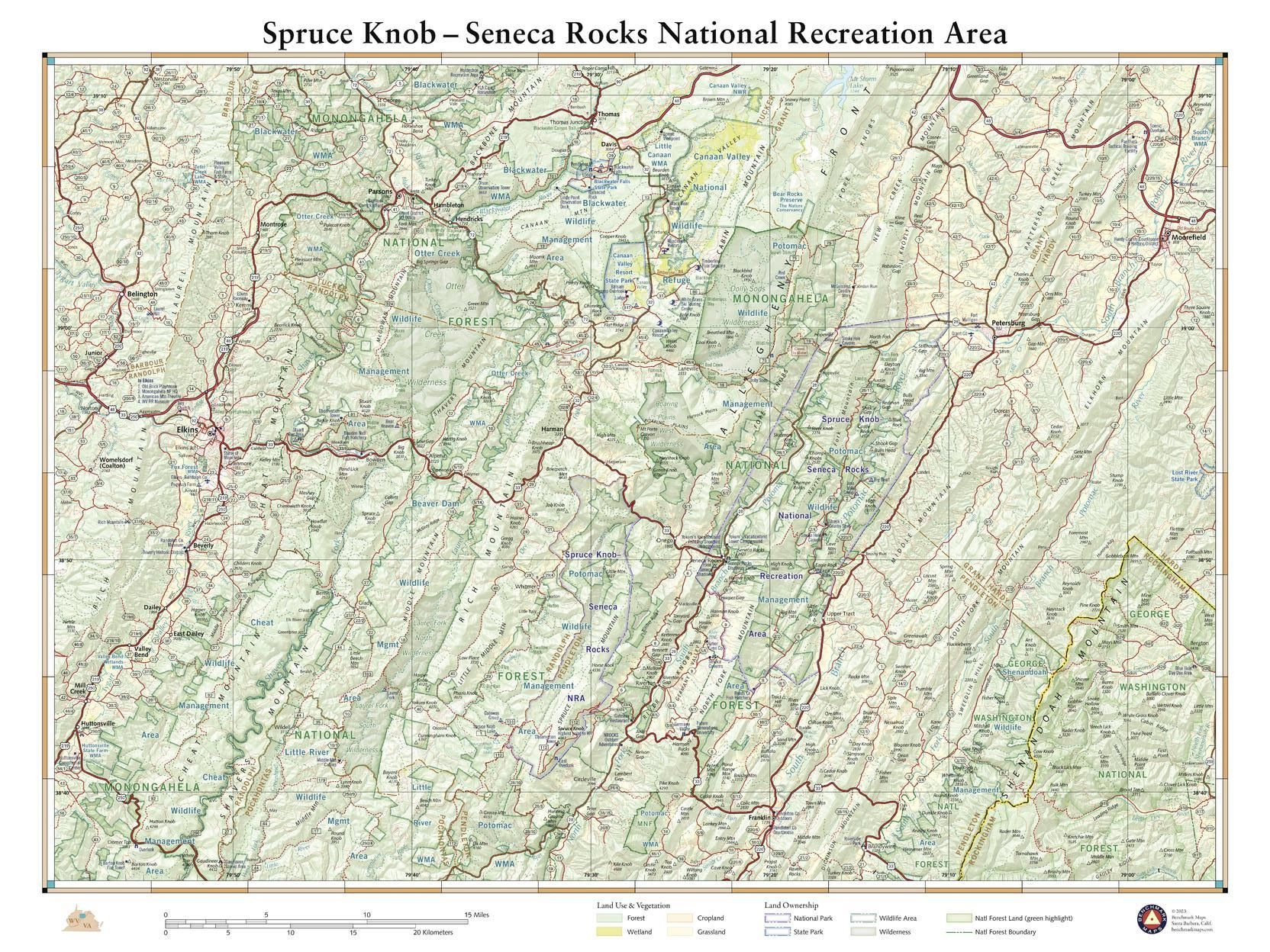 Spruce Knob Seneca Rocks National Recreation Area | Stanfords for Spruce Knob West Virginia Map