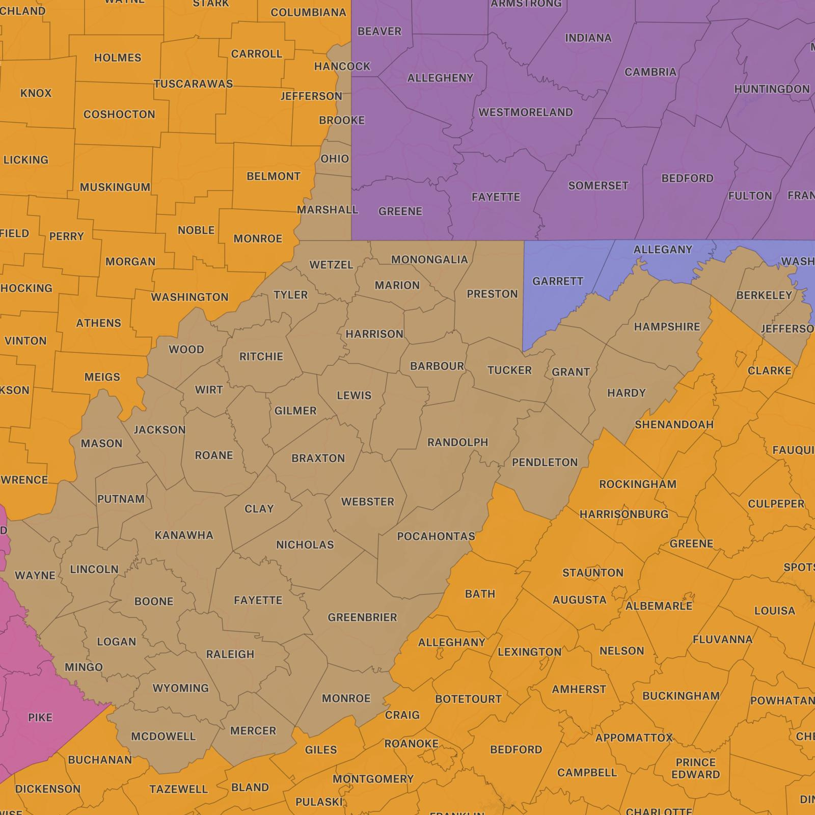 State Boundaries In West Virginia regarding Ohio and West Virginia Map