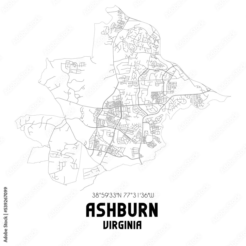 Stock-Illustration „Ashburn Virginia. Us Street Map With Black And throughout Ashburn Virginia On A Map
