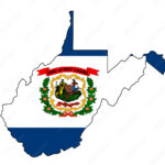 Stock Vektorgrafik „West Virginia State Outline Map And Flag In Outline Map Of West Virginia
