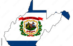 Stock-Vektorgrafik „West Virginia State Outline Map And Flag in Outline Map of West Virginia