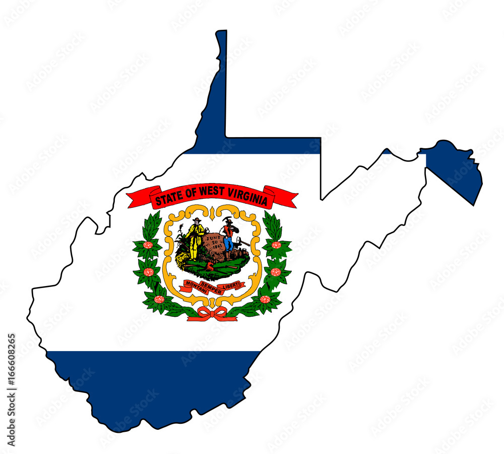 Stock-Vektorgrafik „West Virginia State Outline Map And Flag in Outline Map of West Virginia