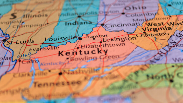 Map of Kentucky and Virginia