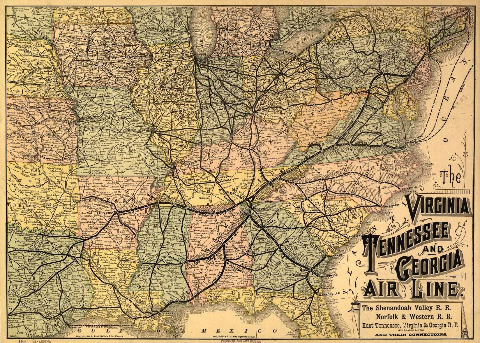 The Virginia, Tennessee, And Georgia Air Line; The Shenandoah regarding Map of Virginia and Tennessee