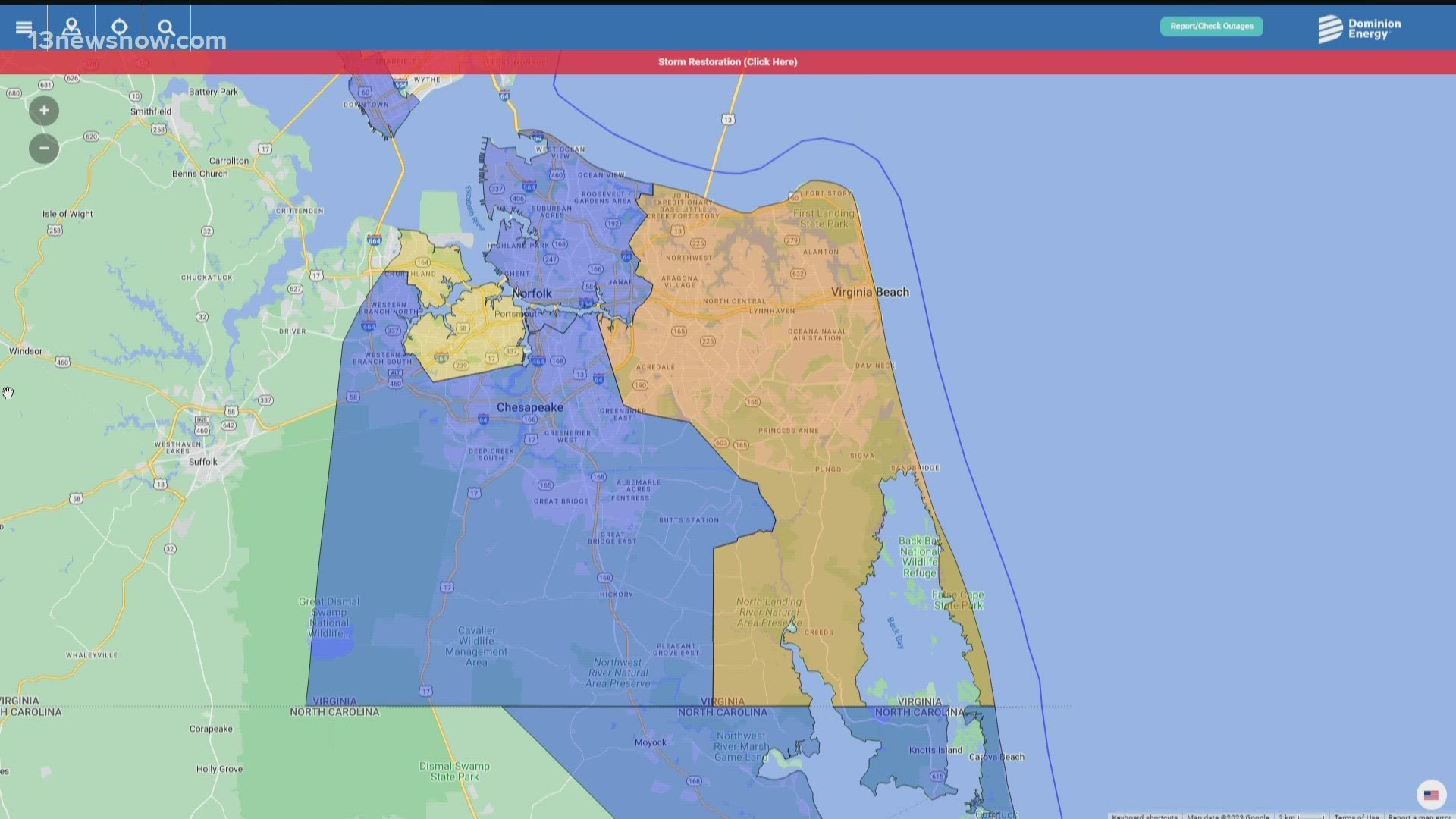 Thousands In Virginia Beach Lose Power with regard to Virginia Beach Power Outage Map