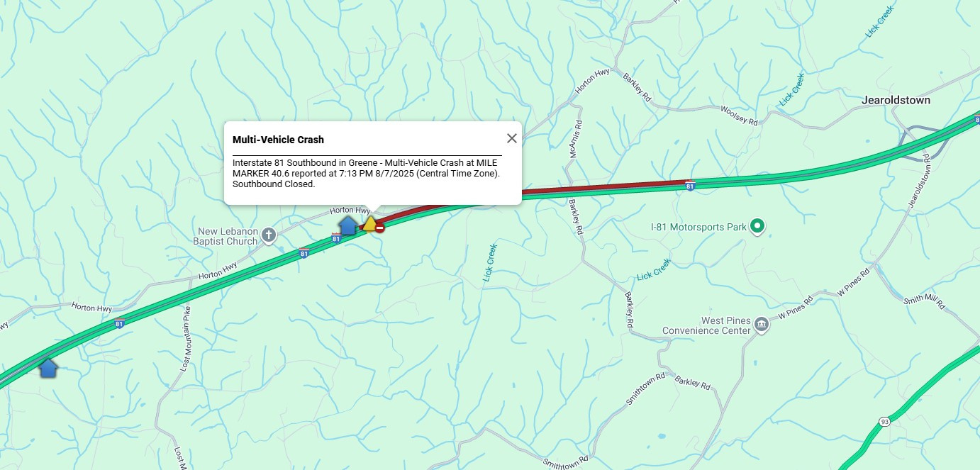 Thp: 3 Injured As Steel Beams Spill During I-81 Crash In Greene Co intended for I 81 Virginia Accident Map