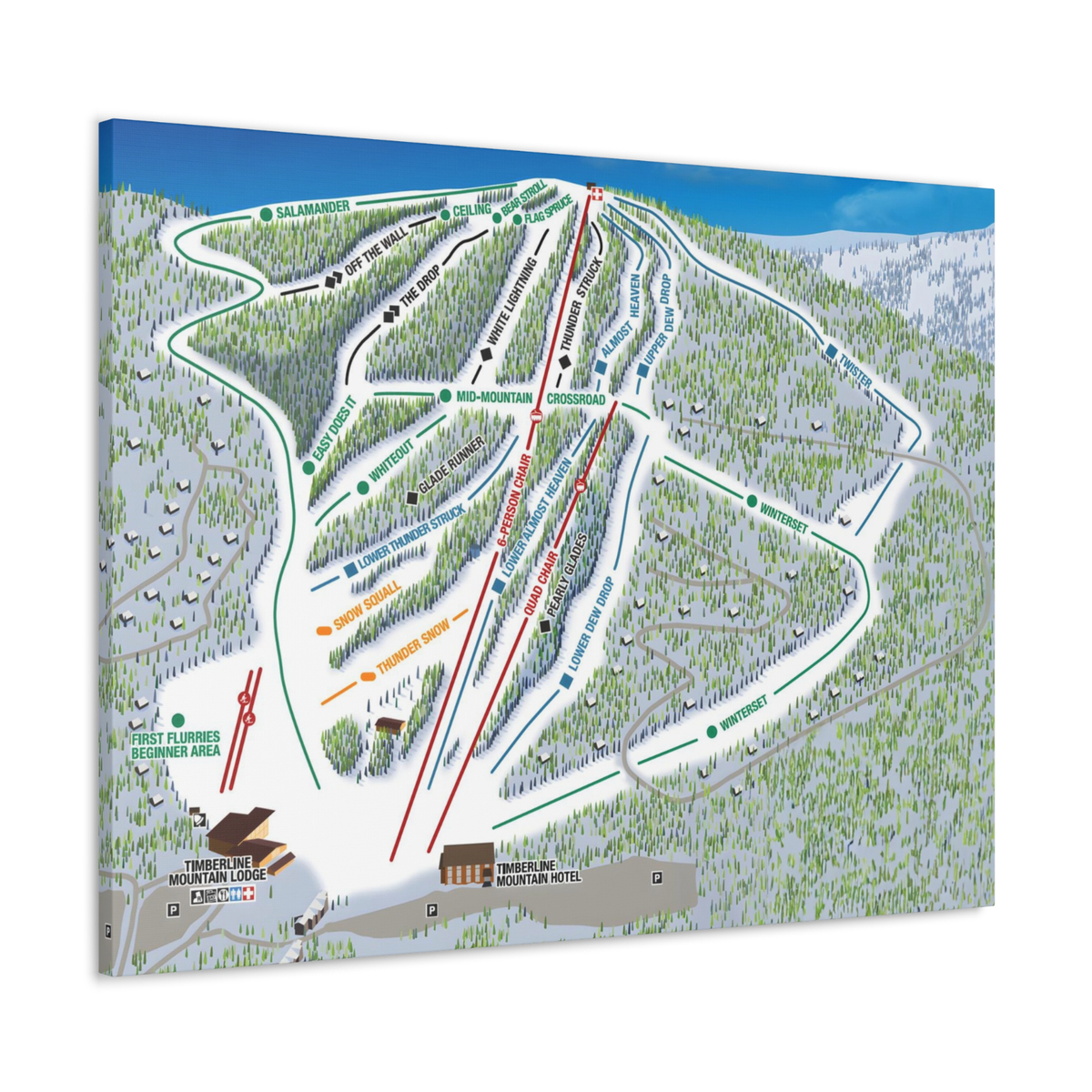 Timberline Mountain Wv Trail Map Canvas Poster West Virginia Ski within West Virginia Ski Areas Map