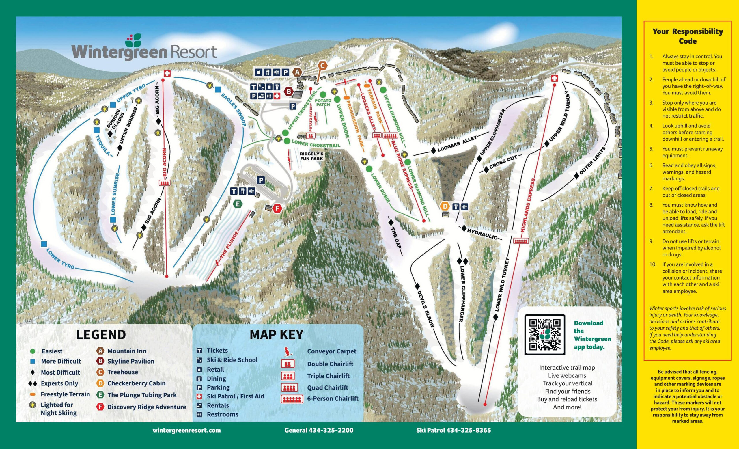 Trail Map Wintergreen Resort with regard to Ski Resorts In Virginia Map